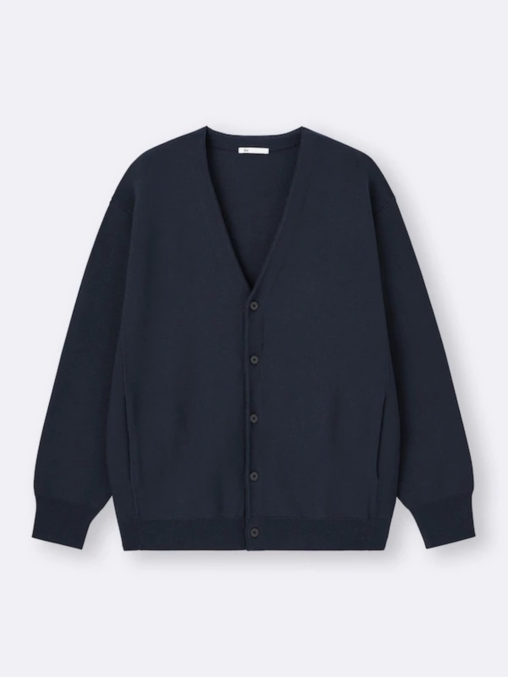 GU Navy V-Neck Button Cardigan Jacket Unisex All-Gender Fit Fall Everyday Casual